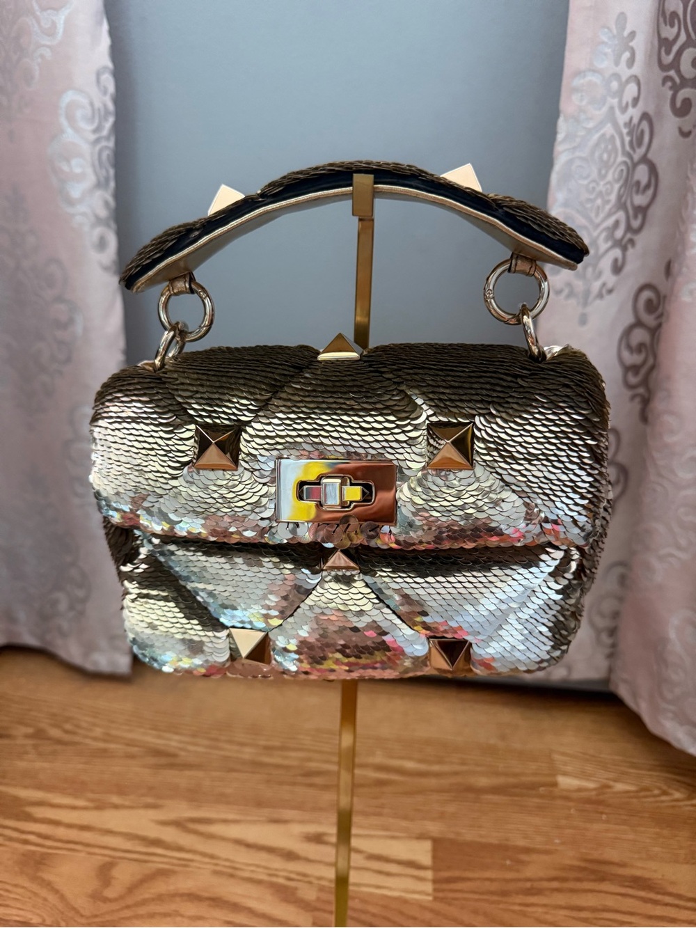 Roman Stud Sequin Valentino Shoulder Bag
